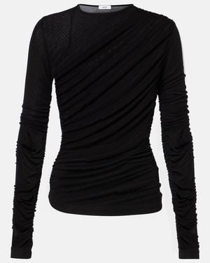 Agolde Tania Ruched Jersey Top - Black