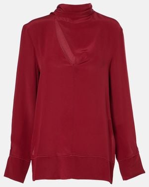 Victoria Beckham Silk Scarf-Detail Blouse - Red