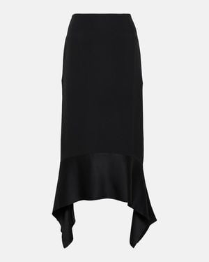 TOTEME Asymmetric Crepe-Texture Midi Skirt - Black