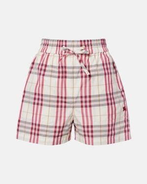 Burberry Ekd Check Cotton Shorts - Red