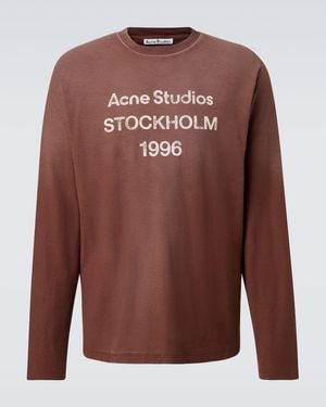 Acne Studios Camiseta De Algodon Y Canamo Con Logo - Marrón