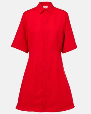 Ami Paris Virgin Wool Canvas Shirt Dress - Red