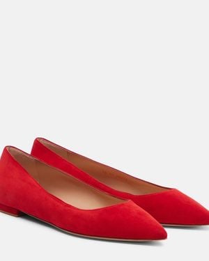 Gianvito Rossi Suede Ballet Flats - Red
