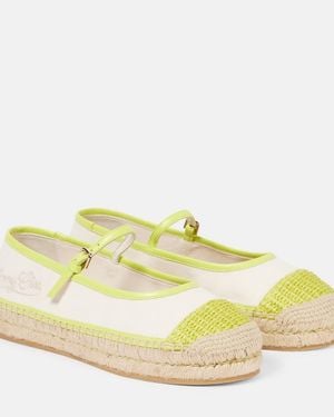 Jimmy Choo Aciel Leather-Trimmed Canvas Espadrilles - Yellow