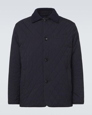 Agnona Quilted Wool-Trimmed Jacket - Blue