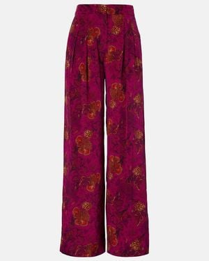 Ulla Johnson Aviva Silk Crepe De Chine Wide-Leg Pants - Red
