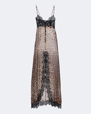 Dolce & Gabbana Slipdress Aus Chiffon Mit Spitze - Natur