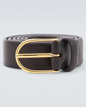 Rubinacci Leather Belt - Metallic
