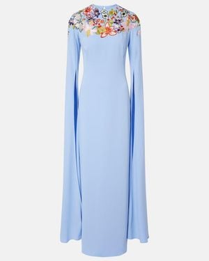 Costarellos Embroidered Gown - Blue