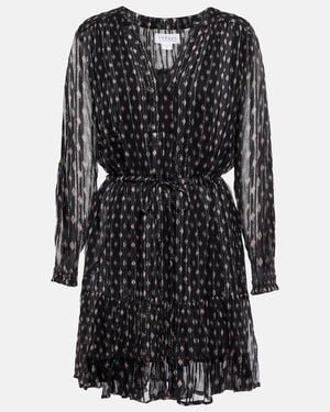 Velvet Printed Chiffon Minidress - Black