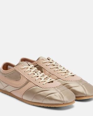 Dries Van Noten Leather-Trimmed Satin Trainers - Natural