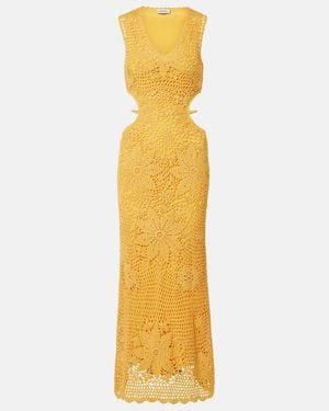 Jonathan Simkhai Lyla Crochet Floral Cotton Maxi Dress - Metallic