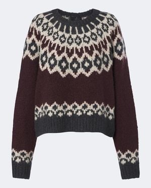 Nili Lotan Isaline Fair Isle Cashmere And Silk Jumper - Black