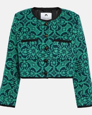 Marine Serre Jacquard Cropped Cotton Jacket - Green
