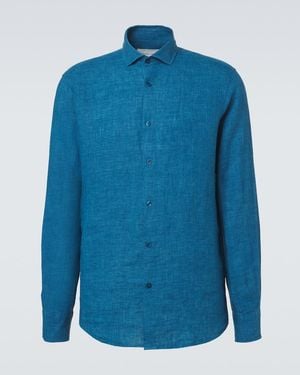 Frescobol Carioca Antonio Linen Shirt - Blue