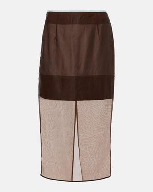 JACQUES WEI Chiffon Midi Skirt - Brown