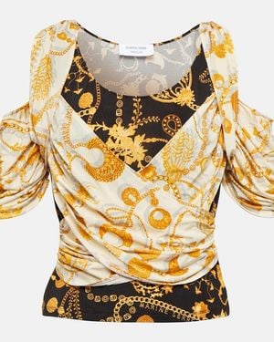 Marine Serre Ornament Jewelry Fluid Drape Blouse - Orange