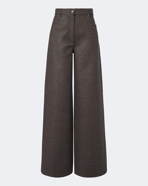 Max Mara Virgin Wool Wide-Leg Pants - Gray