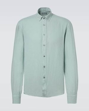 Canali Hemd Aus Leinen - Grün