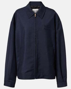 Miu Miu Mohair And Wool Blouson Jacket - Blue