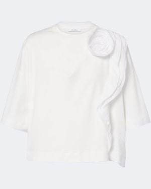 Max Mara Floral-Applique Cotton Jersey T-Shirt - White