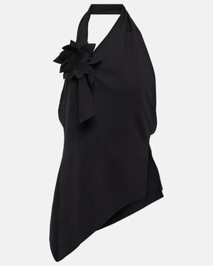 Coperni Floral-Applique Halterneck Top - Black