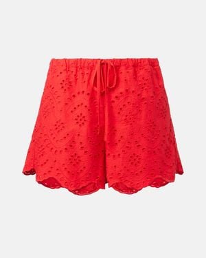 Poupette Broderie Anglaise Cotton Shorts - Red