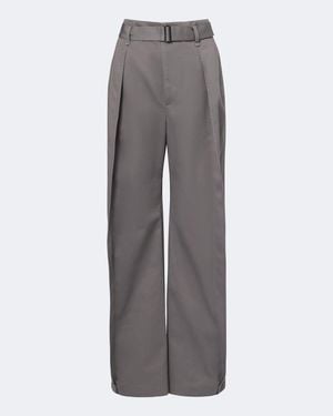 Lemaire Belted Twill Wide-Leg Trousers - Grey