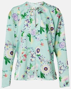 Rabanne Layered Floral Satin Blouse - Green