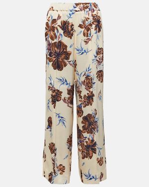 Jil Sander Floral High-Rise Wide-Leg Trousers - Natural