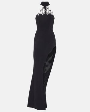 David Koma Crystal-Embellished Asymmetric Gown - Blue