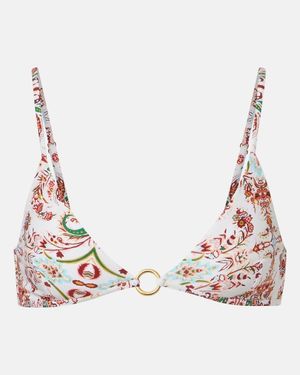 Melissa Odabash Greece Printed Triangle Bikini Top - Natural