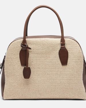 The Row India 12.00 Small Leather Top-Handle Bag - Natural