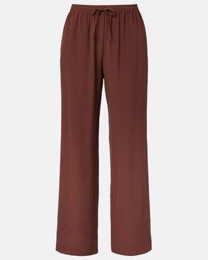 Asceno Aurelia Silk Crepe Wide-Leg Trousers - Red