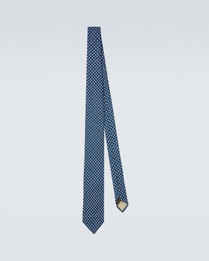 Rubinacci Printed Silk Tie - Blue