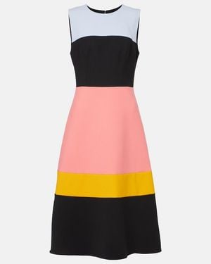 Carolina Herrera Colorblocked Wool-Blend Midi Dress - Black