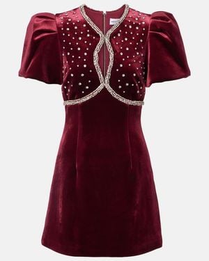 Rebecca Vallance Edwiena Embellished Velvet Minidress - Red