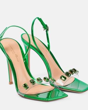 Gianvito Rossi Ribbon Candy Leather & Vinyl Slingback Sandal - Green