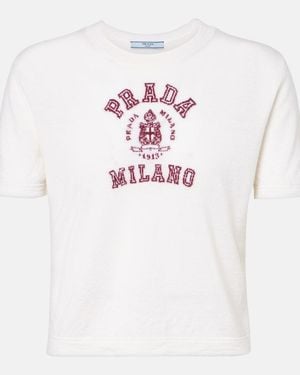 Prada Cashmere Intarsia T-Shirt - White