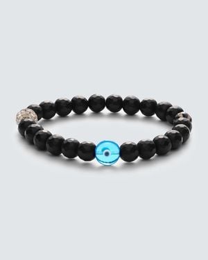 Ileana Makri Sterling Beaded Bracelet With Onyx And Diamonds - Black