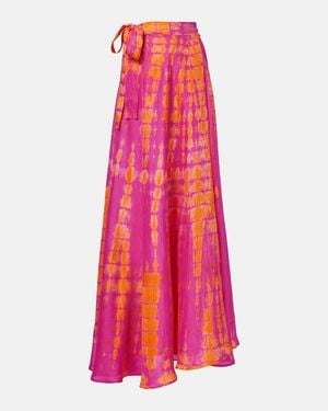 Anna Kosturova Tie-Dye Silk Wrap Skirt - Pink