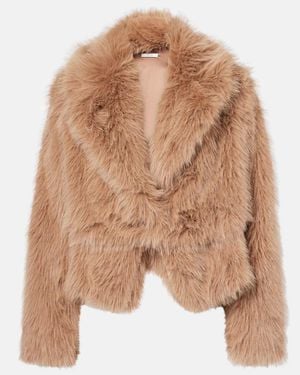 The Sei Faux Fur Bomber Jacket - Brown