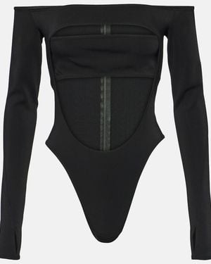 Mugler Vom Schulterbodysuit - Schwarz