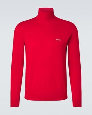 Prada Rollkragenpullover Aus Baumwolle - Rot