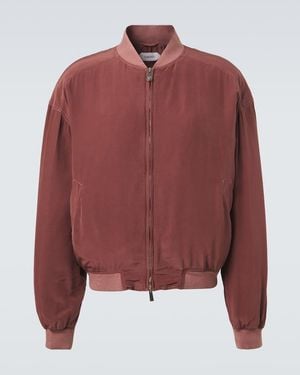 Versace Oversized Silk Poplin Blouson Jacket - Red