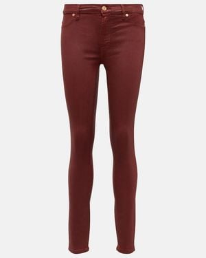 7 For All Mankind High-Rise Cotton-Blend Skinny Jeans - Red