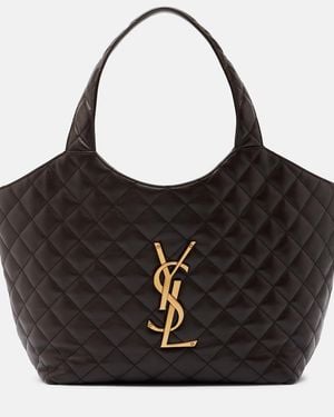 Saint Laurent Icare Medium Quilted Leather Shopper - Black