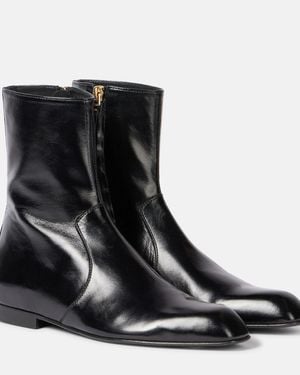 KHAITE Colt Leather Ankle Boots - Black