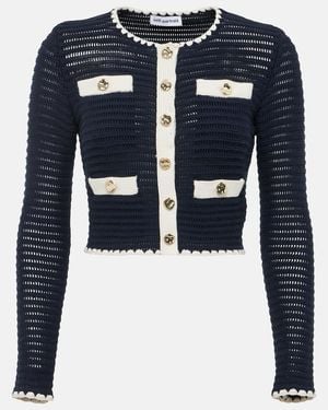 Self-Portrait Crochet Cardigan - Blue
