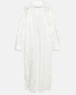 Valentino Embroidered Cotton Midi Dress - White
